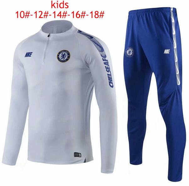 Kids Chelsea 2019/2020 White Training Suit (Sweatshirt+Pants)